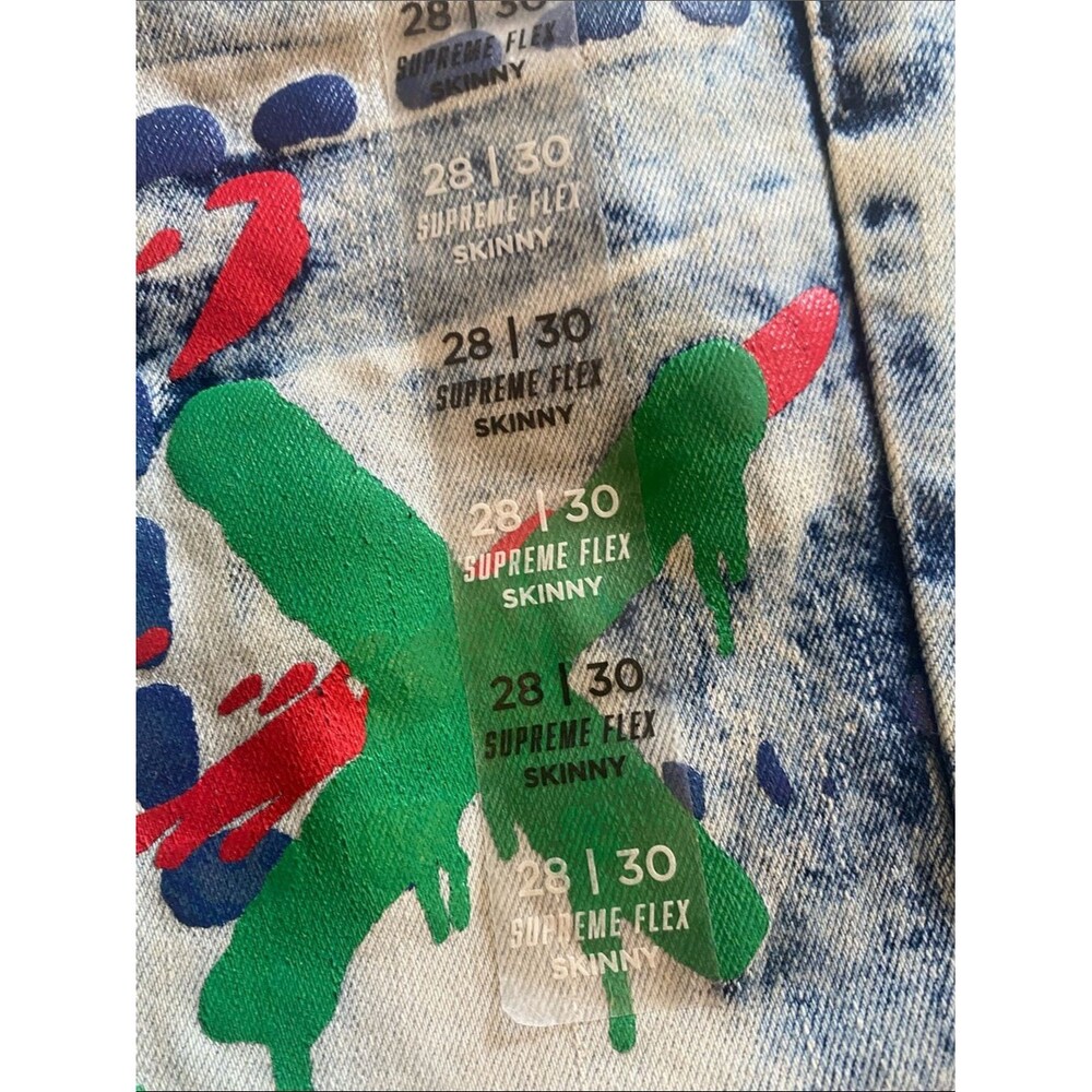 Rue21 Paint-Splatter COOL GRAFFITI Graphic Acid Wash SKINNY Jeans NWT Size 28x30 - Picture 5 of 13